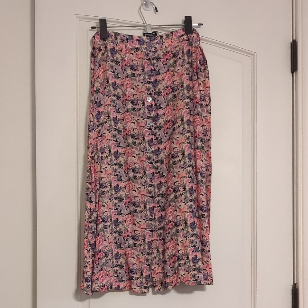 & Other Stories Floral Button Skirt